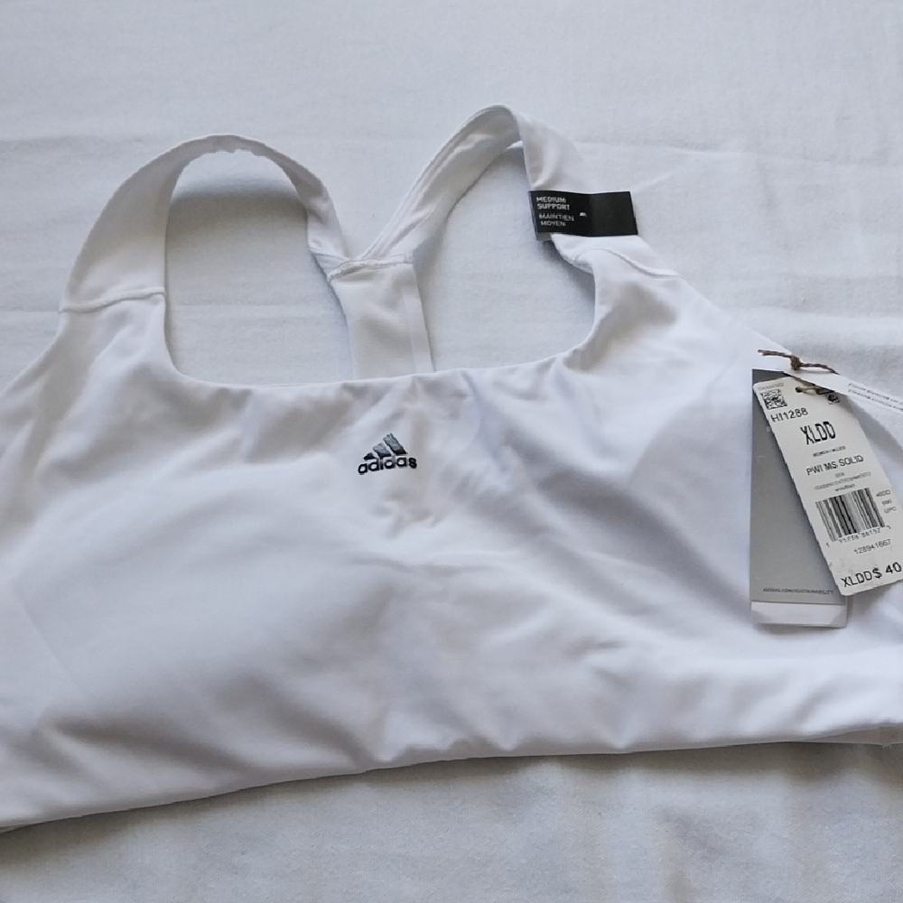 Adidas Women's White Sports Bra with Logo